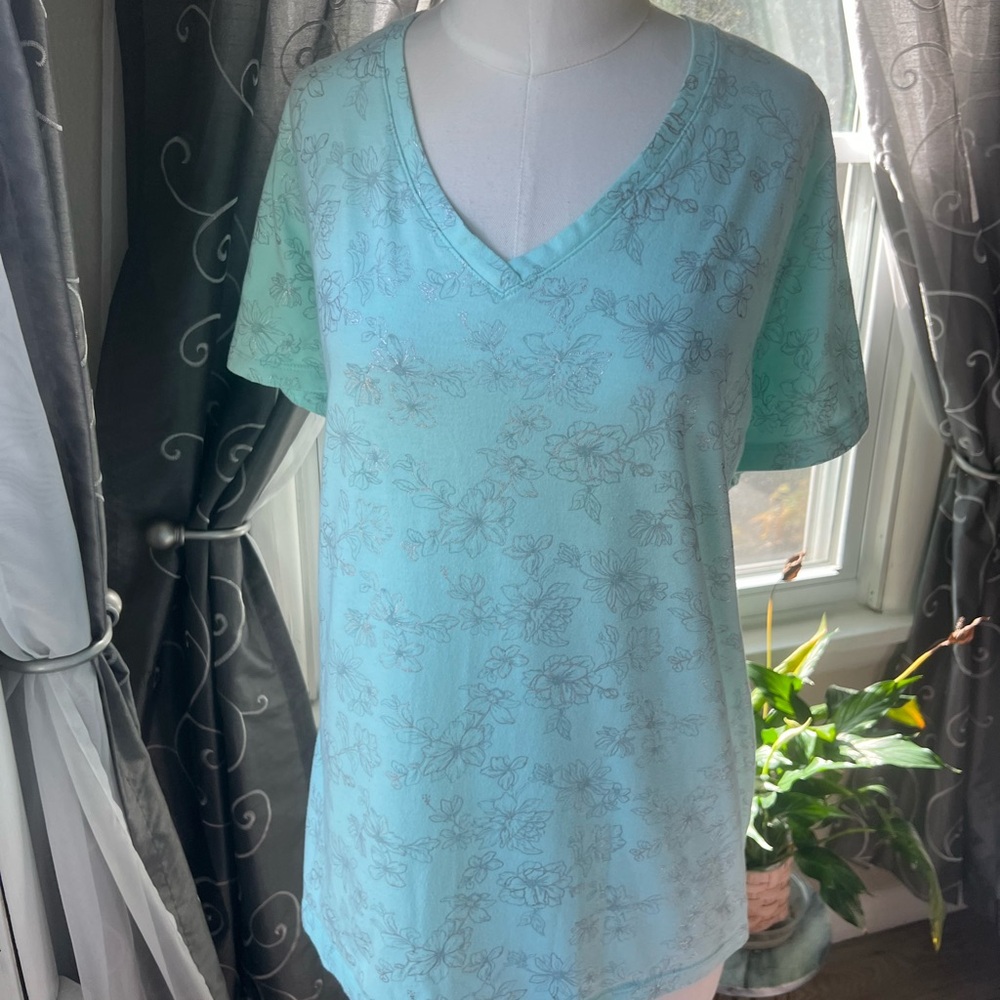 Floral V-Neck Short Sleeve Top